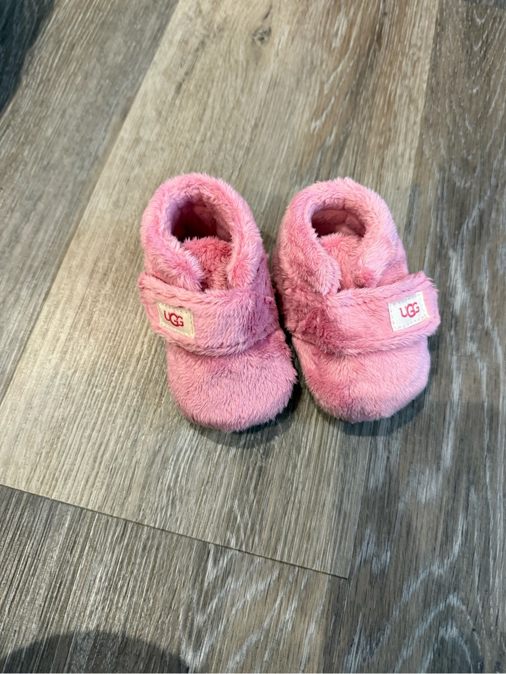 UGG Pink Plush Infant Strap Slippers